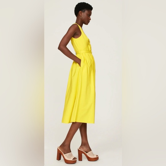 TOCCIN X RTR Bright Yellow Nylon Sleeveless Twist Front Dress Size 8 - Picture 3 of 8